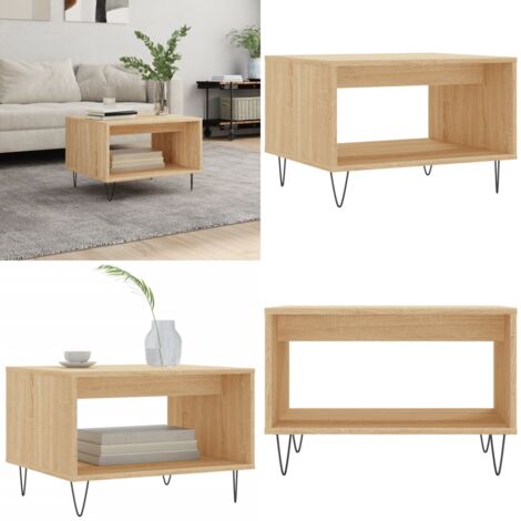 Mesa de centro madera de ingeniería roble Sonoma 60x50x40 cm - Madera contrachapada - Roble Sonoma