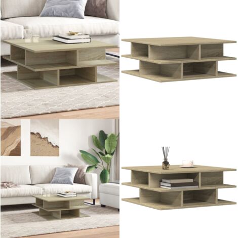 Mesa de centro madera de ingeniería roble Sonoma 70x70x29 cm - Madera de ingeniería - Mesa de centro roble