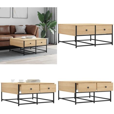 Mesa de centro madera de ingeniería roble Sonoma 80x80x40 cm - Madera de ingeniería - Mesa de salón