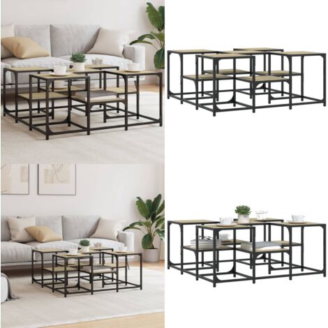 Mesa de centro madera de ingeniería roble Sonoma 91x91x40 cm - Mesa de salón - Madera contrachapada