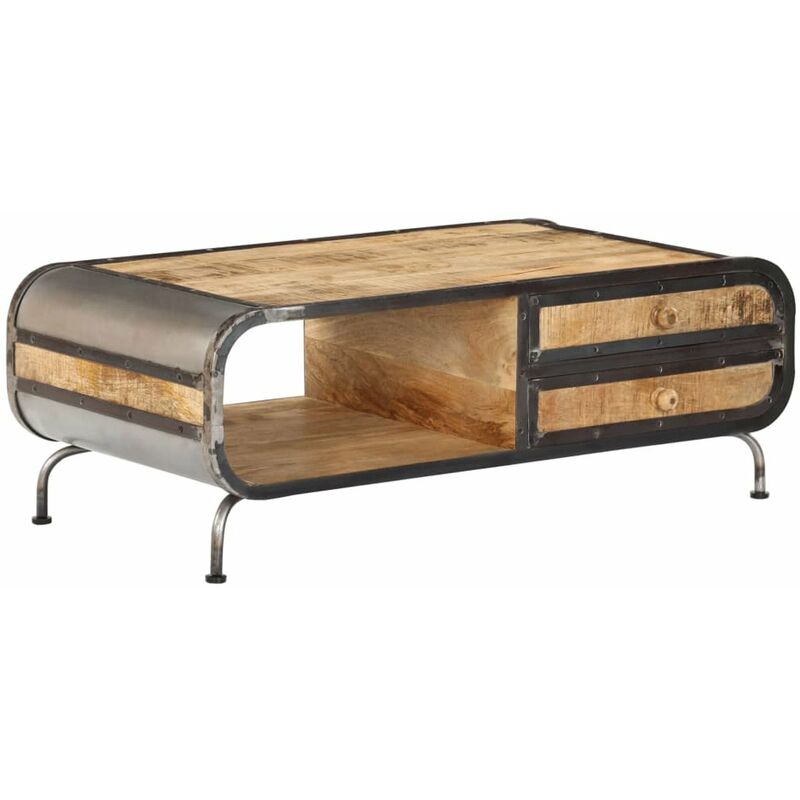 

Mesa de centro madera de mango maciza 100x50x35 cm
