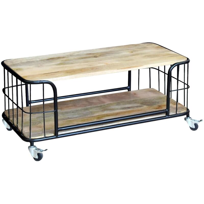 

Mesa de centro madera de mango maciza 100x50x35 cm
