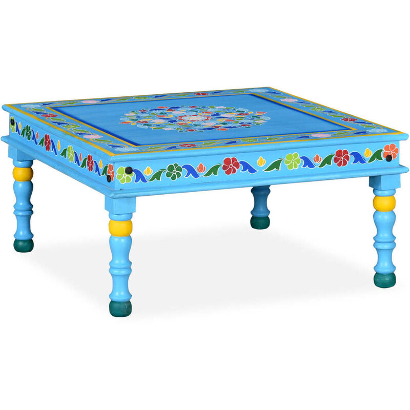 

Mesa de centro madera de mango maciza pintada a mano turquesa