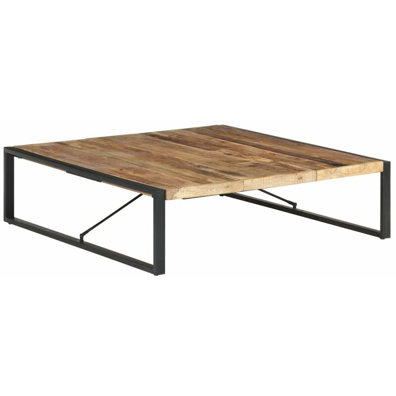 

Happyshopping - Mesa de centro madera de mango rugosa 140x140x40 cm