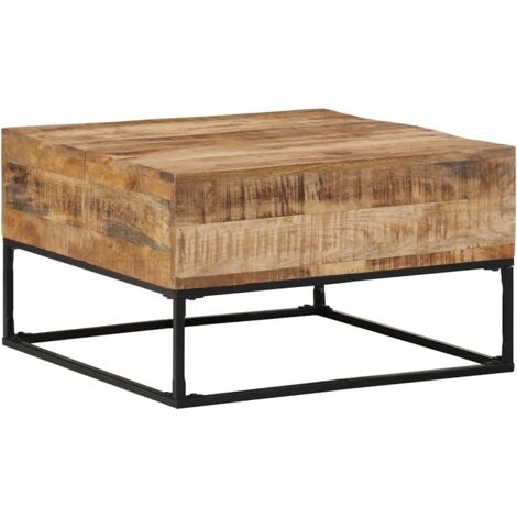 Mesa de centro madera de mango rugosa 68x68x41 cm vidaXL