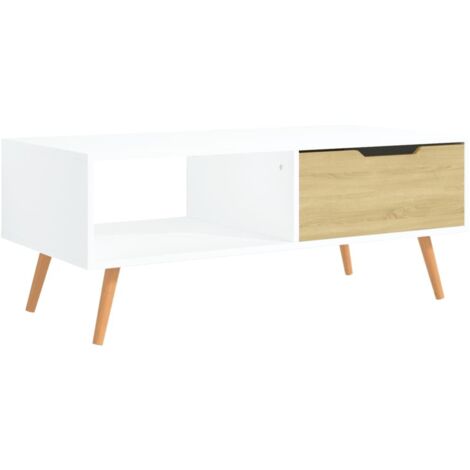 Mesa de centro madera ingeniería blanco y Sonoma 100x49,5x43 cm vidaXL