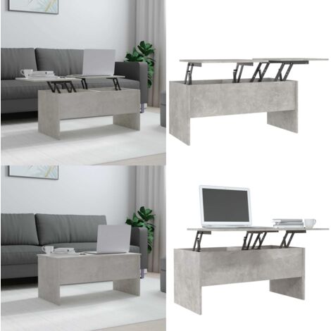 Mesa de centro madera ingeniería gris hormigón 102x50,5x46,5 cm - Madera contrachapada - Mesa de centro gris hormigón