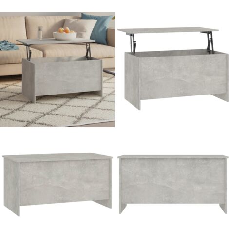 Mesa de centro madera ingeniería gris hormigón 102x55,5x52,5 cm - Mesa de comedor - Mesa de trabajo