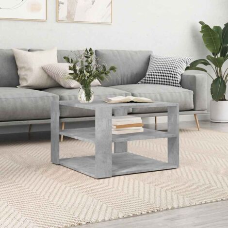 Mesa de centro madera ingeniería gris hormigón 58x58x40 cm