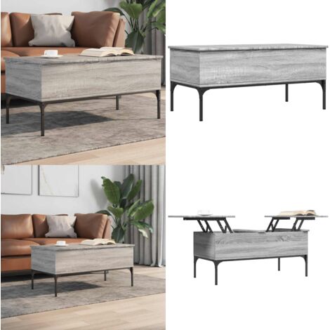 Mesa de centro madera ingeniería metal gris Sonoma 100x50x45cm - Madera de ingeniería - Metal gris