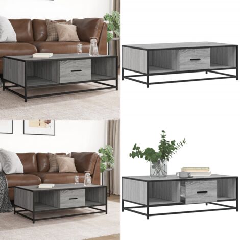 Mesa de centro madera ingeniería metal gris Sonoma 100x57x35 cm - Madera de ingeniería - Metal gris