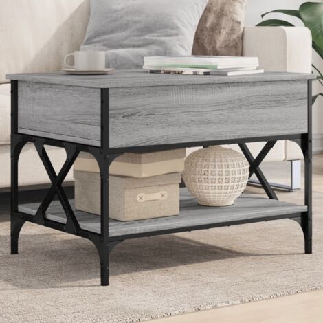 Mesa de centro madera ingeniería metal gris Sonoma 70x50x50 cm vidaXL