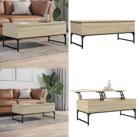 Mesa de centro madera ingeniería metal roble Sonoma 100x50x40cm - Mesa de salón - Madera de ingeniería