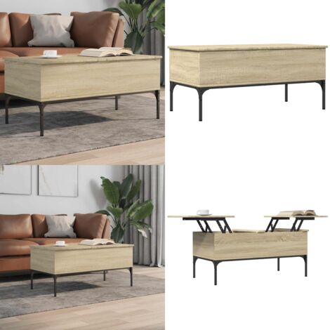 Mesa de centro madera ingeniería metal roble Sonoma 100x50x45cm - Madera de ingeniería - Mesa de salón