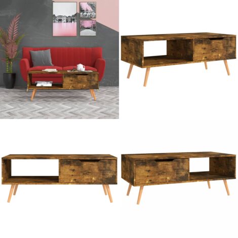 Mesa de centro madera ingeniería roble ahumado 100x49,5x43 cm - Mesa de salón - Mesa de centro de madera