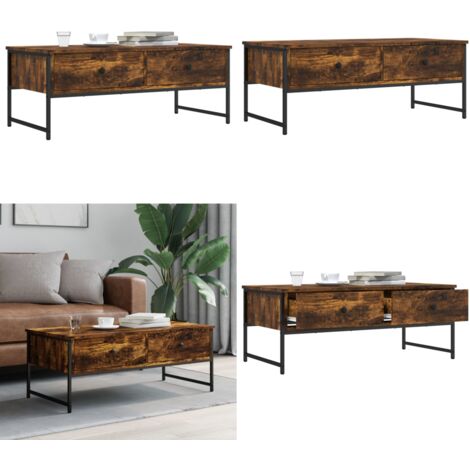 Mesa de centro madera ingeniería roble ahumado 101x49x39,5 cm - Madera de ingeniería - Roble ahumado
