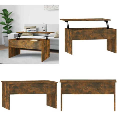 Mesa de centro madera ingeniería roble ahumado 80x50,5x41,5 cm - Mesa de comedor - Mesa multifuncional