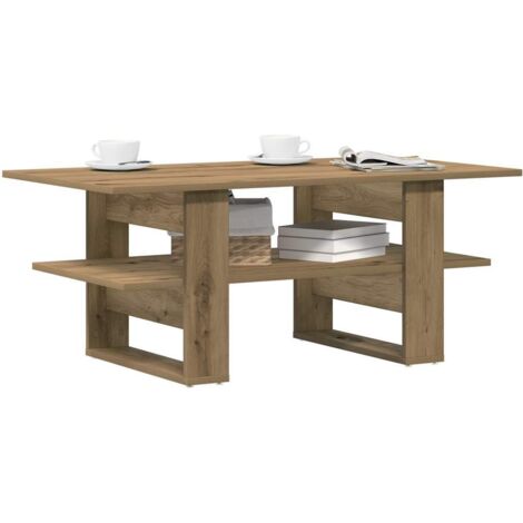 Mesa de centro madera ingeniería roble artesanal 102x55x42cm vidaXL
