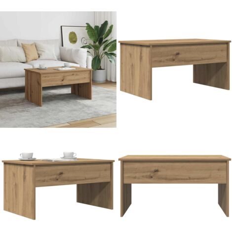Mesa de centro madera ingeniería roble artisan 80x50,5x41,5 cm - Madera de ingeniería - Mesa de comedor