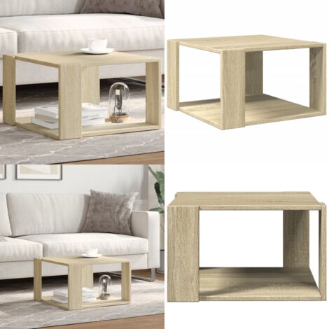 Mesa de centro madera ingeniería roble Sonoma 51,5x51,5x30 cm - Madera de ingeniería - Mesa de roble