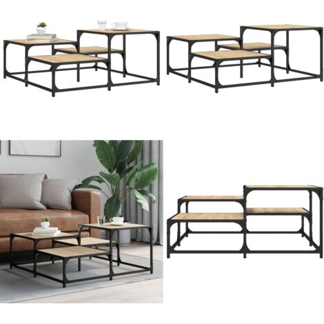 Mesa de centro madera ingeniería roble Sonoma 87,5x87,5x40 cm - Madera de ingeniería - Mesa de salón