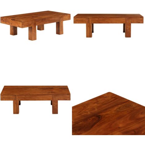 Mesa de centro madera maciza acacia acabado miel 100x50x30 cm - Madera maciza - Acacia