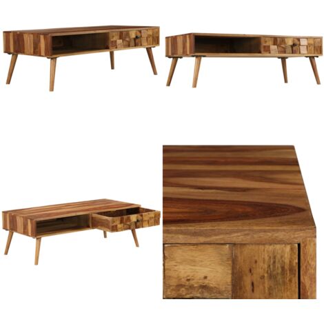 Mesa de centro madera maciza acacia acabado miel 110x50x37 cm - Acacia macizo - Acabado miel