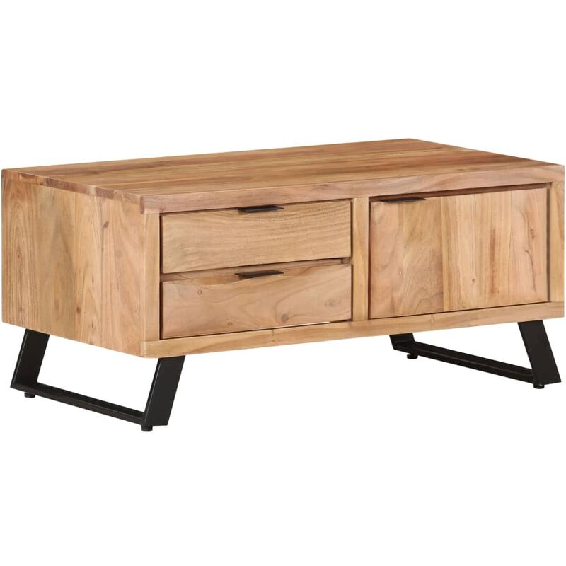 

Mesa de centro madera maciza acacia borde natural 90x50x40 cm