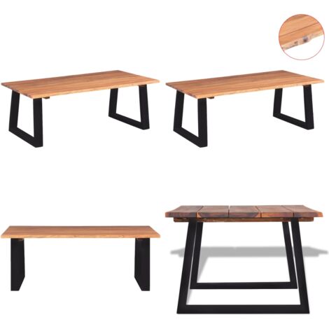 Mesa de centro madera maciza de acacia 110x60x40 cm - Madera de acacia - Mesa industrial