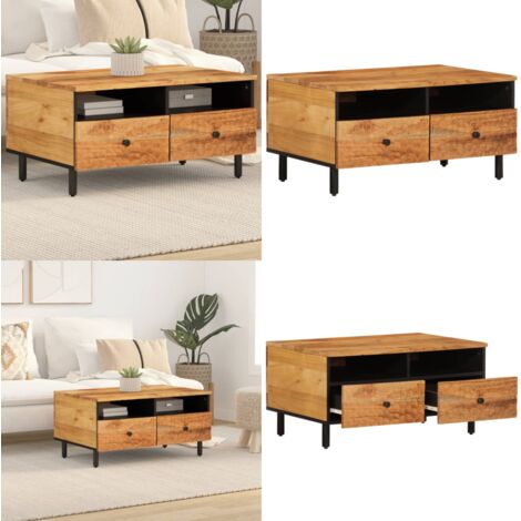 Mesa de centro madera maciza de acacia 80x54x40 cm - Acacia - Madera maciza