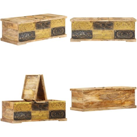 Mesa de centro madera maciza de mango 100x50x35 cm - Madera de mango - Mesa de centro de madera