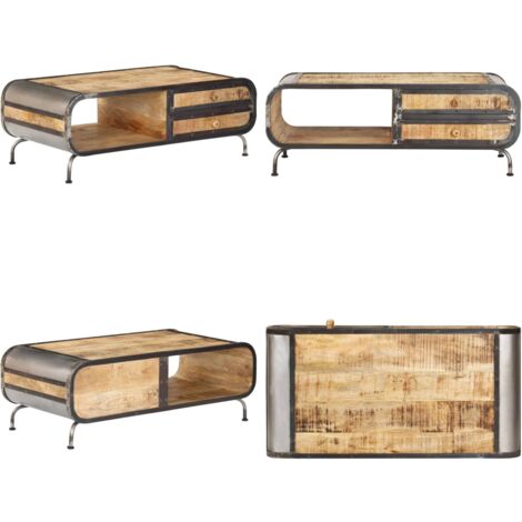 Mesa de centro madera maciza de mango 100x50x35 cm - Madera de mango - Mesa de salón