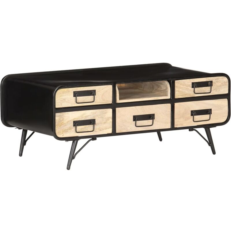 

Mesa de centro madera maciza de mango 100x50x40 cm - Negro