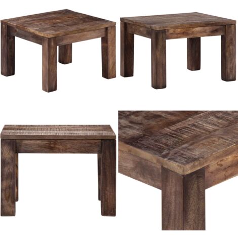 Mesa de centro madera maciza de mango 50x50x35 cm - Madera maciza - Mango