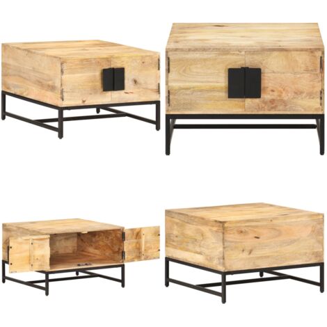 Mesa de centro madera maciza de mango 67x67x45 cm - Madera maciza - Mango