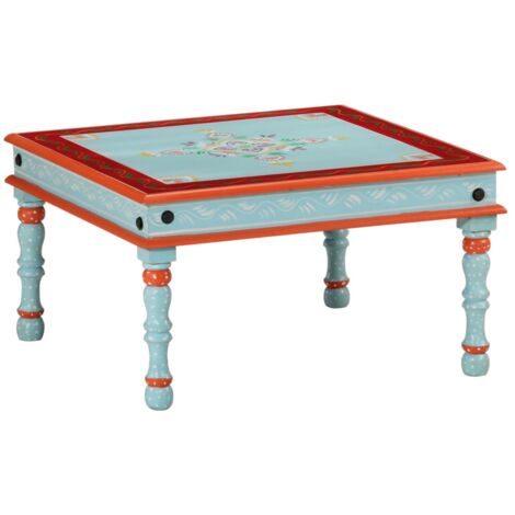 Mesa de centro madera maciza de mango azul pintada a mano vidaXL