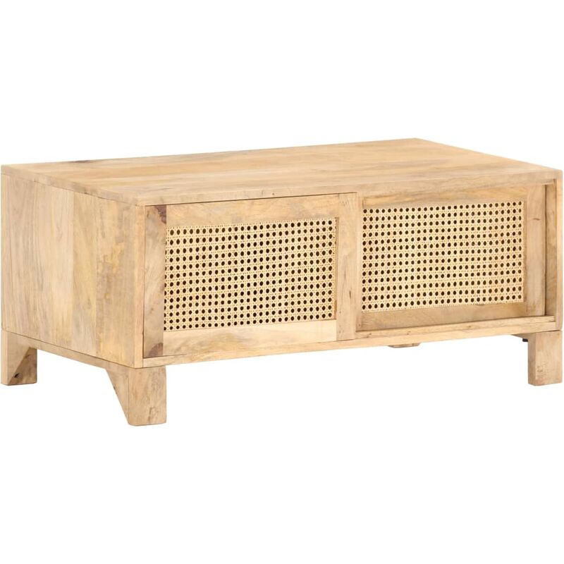 

Mesa de centro madera maciza de mango caña natural 90x50x40 cm - Marrón