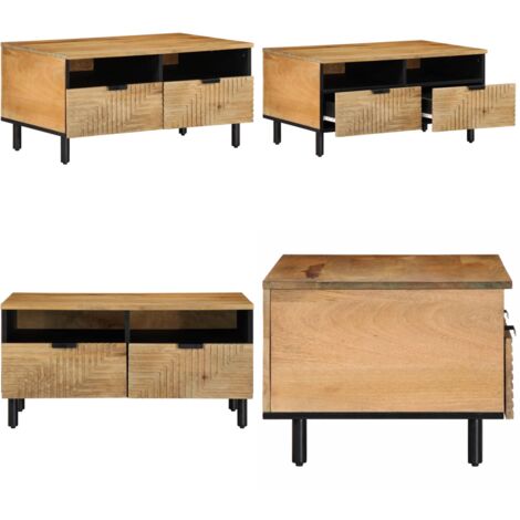 Mesa de centro madera maciza de mango marrón 80x54x40 cm - Mesa de madera - Mesa de madera maciza