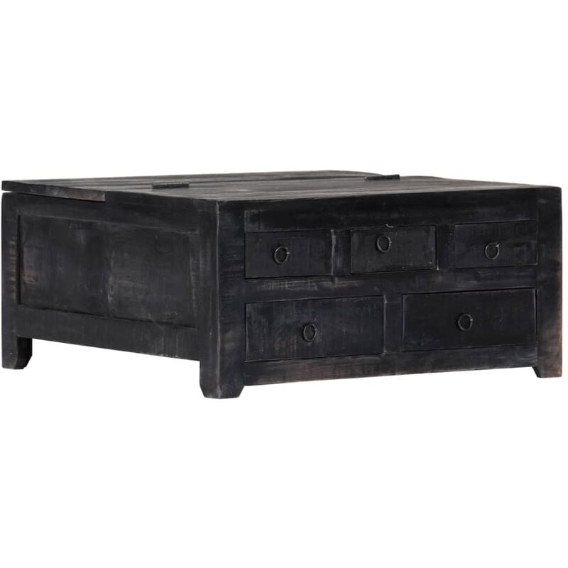 

Mesa de centro madera maciza de mango negro 65x65x30 cm