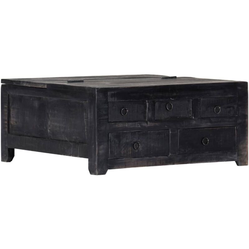

Mesa de centro madera maciza de mango negro 65x65x30 cm - Negro