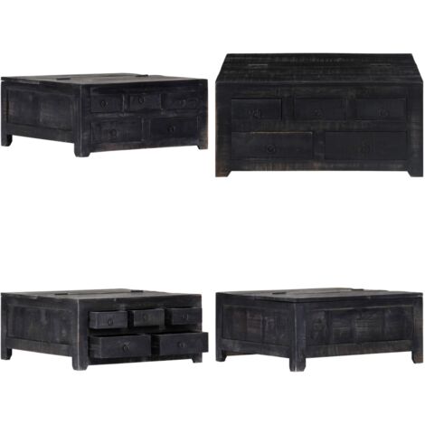 Mesa de centro madera maciza de mango negro 65x65x30 cm - Madera de mango - Mesa de centro de madera