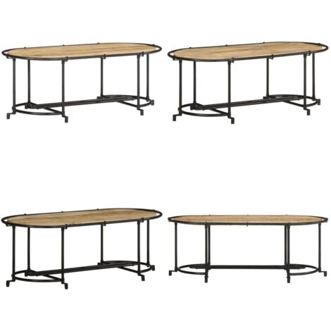 Mesa de centro madera maciza de mango rugosa 110x55x40 cm - Madera de mango - Mesa de centro de madera