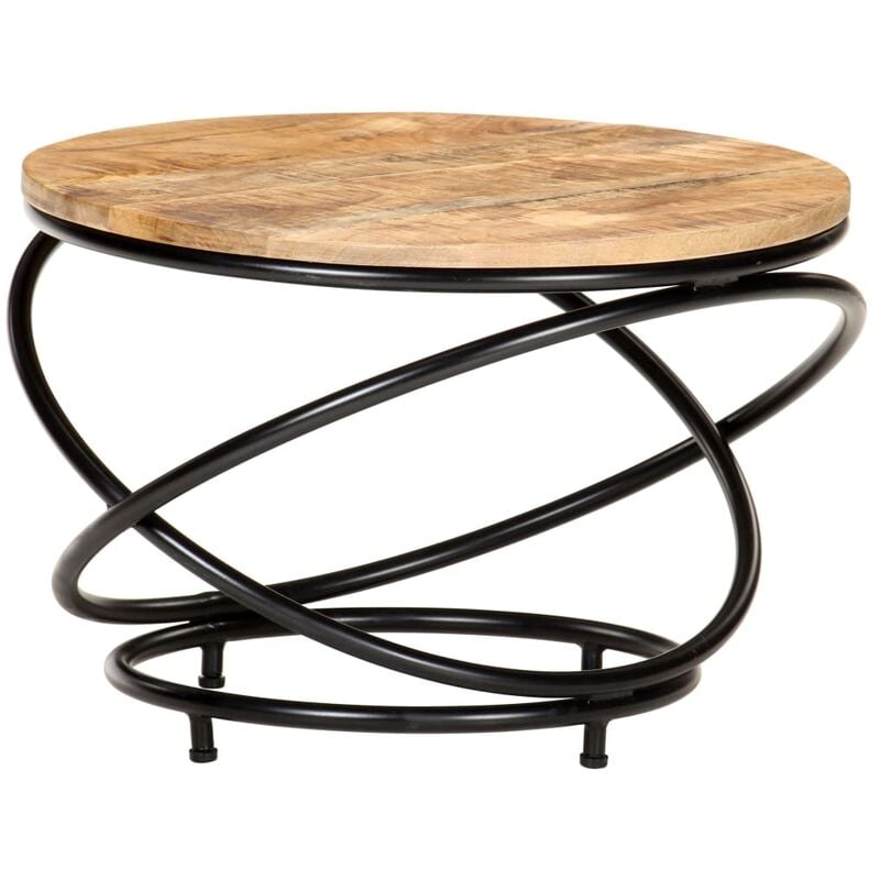 

vidaXL Mesa de centro de madera maciza de 60x60x40 cm mango rugosa negra - Negro