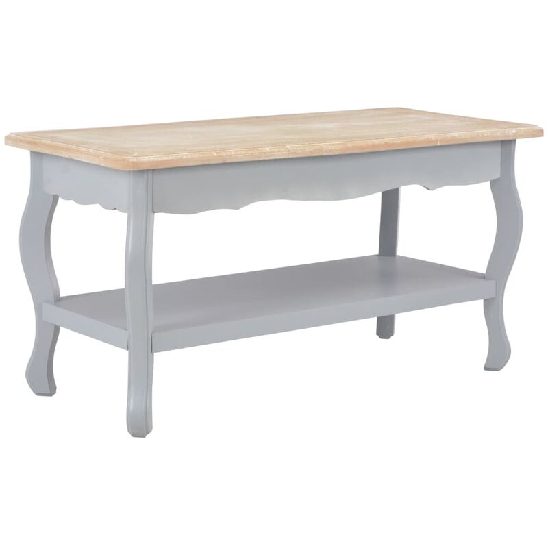 

Mesa de centro madera maciza de pino gris y marrón 87,5x42x44cm