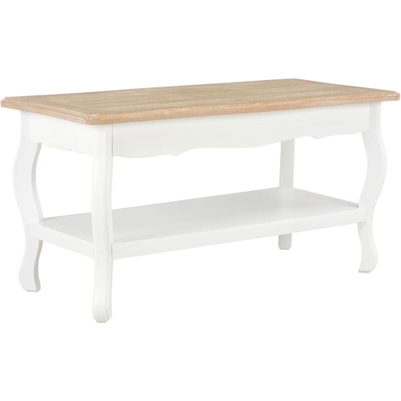 

vidaXL Mesa de Centro Madera Maciza de Pino 87,5x42x44cm Marrón Blanco - Blanco