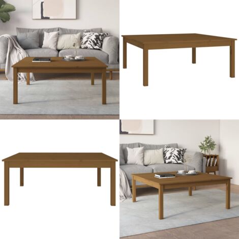Mesa de centro madera maciza de pino marrón miel 100x100x40 cm - Madera de pino - Mesa de centro madera