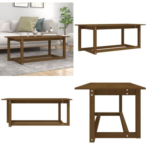 Mesa de centro madera maciza de pino marrón miel 110x55x45 cm - Madera maciza - Mesa de madera