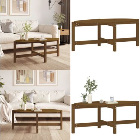 Mesa de centro madera maciza de pino marrón miel 118x63x45 cm - Madera maciza - Mesa de centro de pino