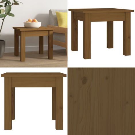 Mesa de centro madera maciza de pino marrón miel 35x35x30 cm - Madera maciza - Mesa de centro de pino