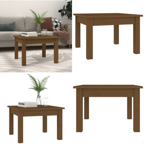 Mesa de centro madera maciza de pino marrón miel 45x45x30 cm - Madera maciza - Mesa de centro de pino